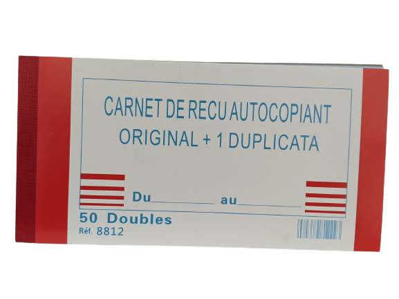 CARNET DE RECU AUTOCOPIANT ORIGINAL +1 DUPLI